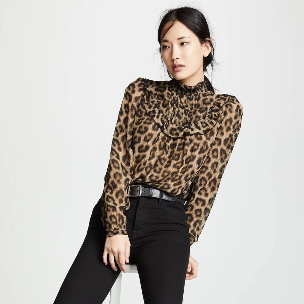 ba&sh Frida Reversible Leopard Print Top Sz 1/S